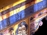 Tibet Guge 06 Tsaparang White Temple 11 12 Jowo Khang Ceiling Buddha Pillar The ceiling capitals are among the most accomplished in Tibet. At the top of each of the four slender columns is a small wood-carved Shakyamuni. Photo � 